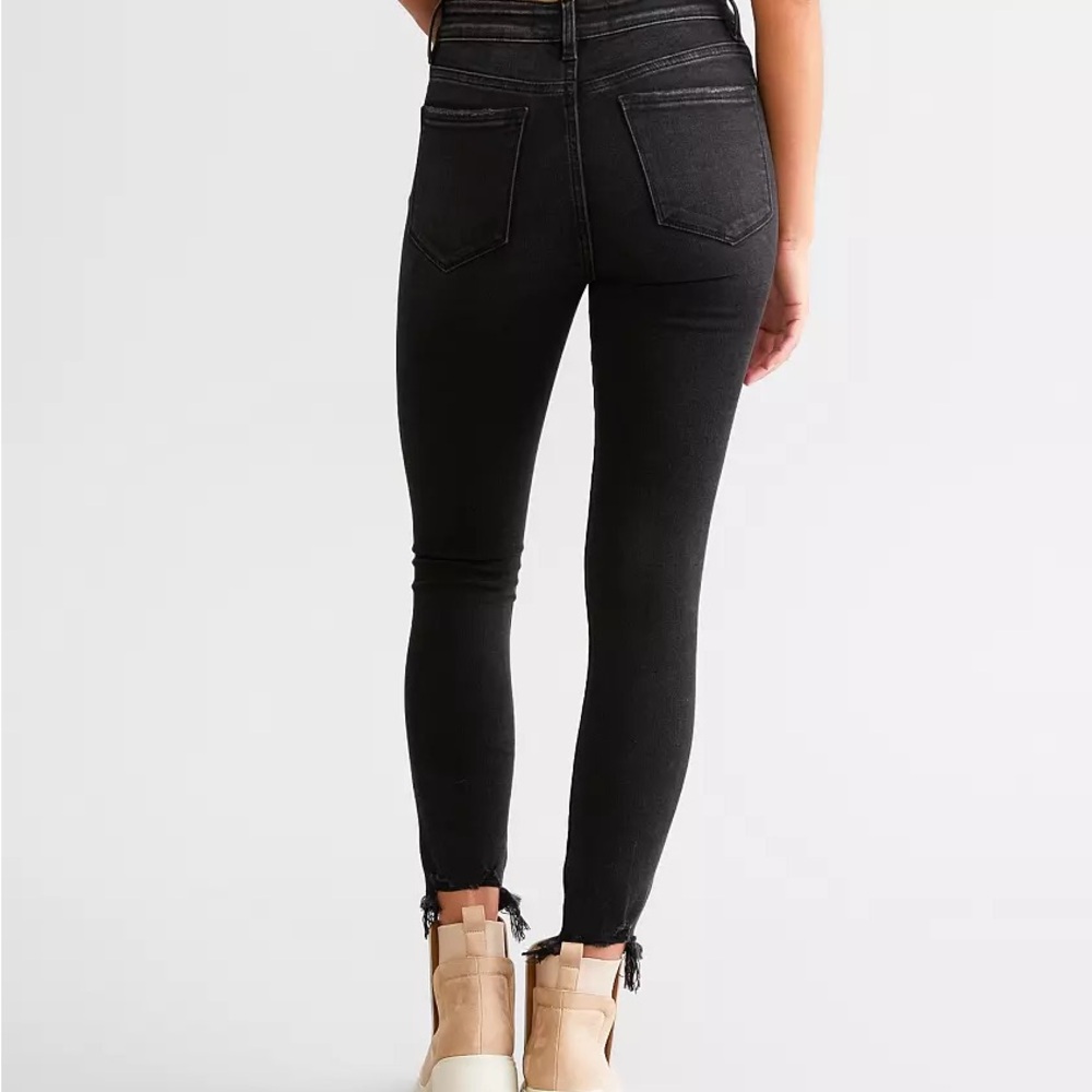 Women's Black Skinny Jeans raw hem Flying Monkey
